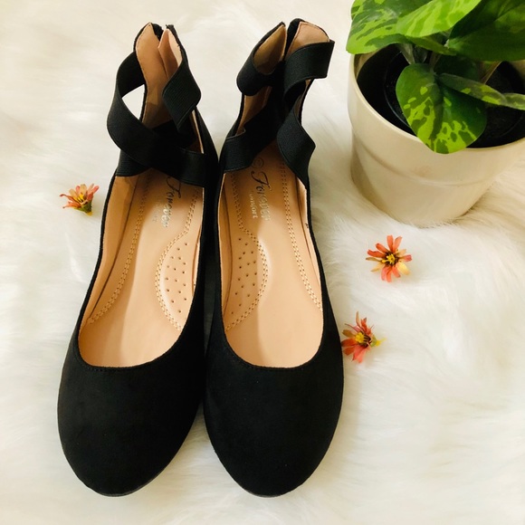 5⭐️Black elastic ankle strap ballet flat- Shoe - Picture 2 of 6